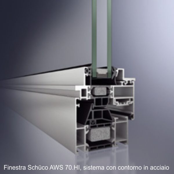 Finestra in alluminio Bari e Brindisi Aws-75 Schüco 70 con contorno in acciaio